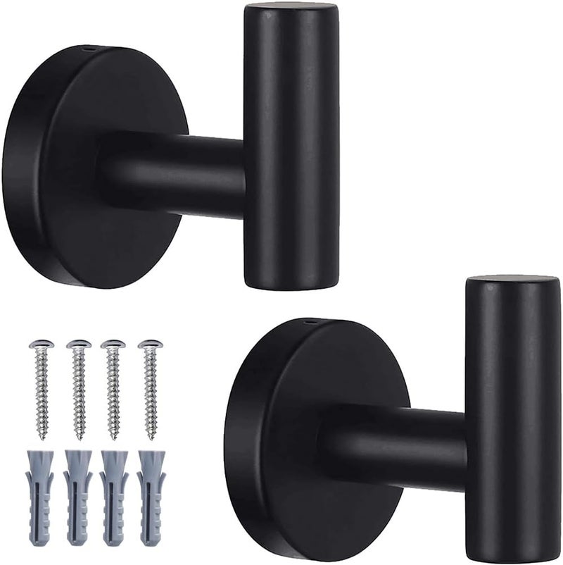 Homagic 2 Pack Bathroom Towel Hooks Wall Mount Hooks Matte Black Towel Racks Coat Hooks, Heavy Duty Robe Hook Holder for Kitchen Garage Home Hotel Office Cabinet - Image 1